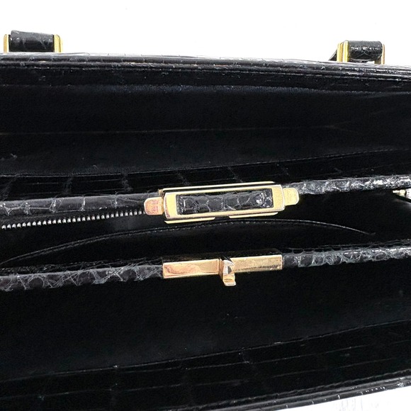 VTG Fratelli Righini Venezia Black Crocodile Embossed Leather Purse Bag Mob Wife - Picture 5 of 10
